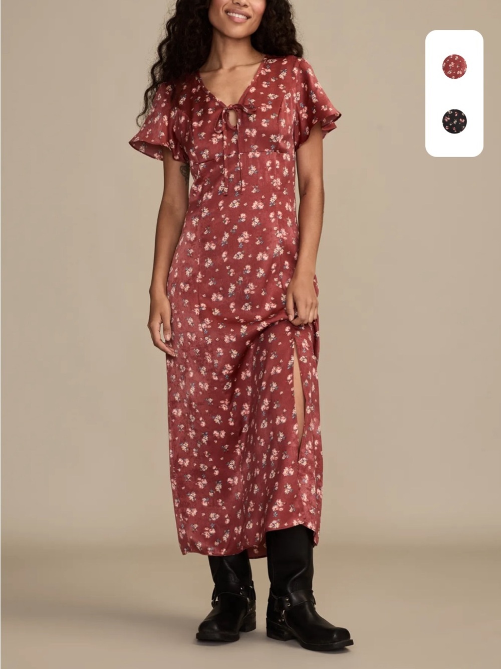 Lucky Brand flutter sleeve midi dress